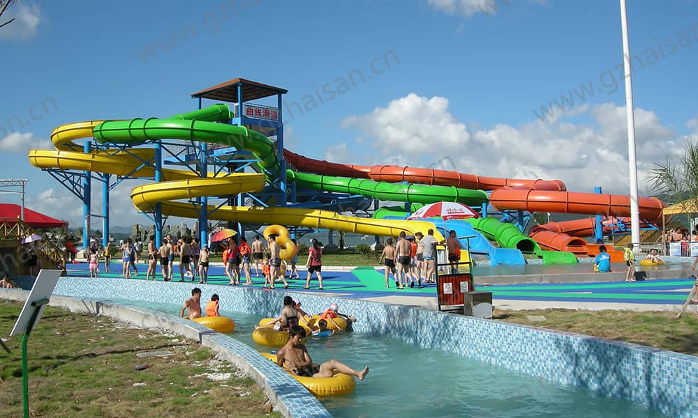 浙江宁波东钱湖水上乐园螺旋组合滑道、漂流河